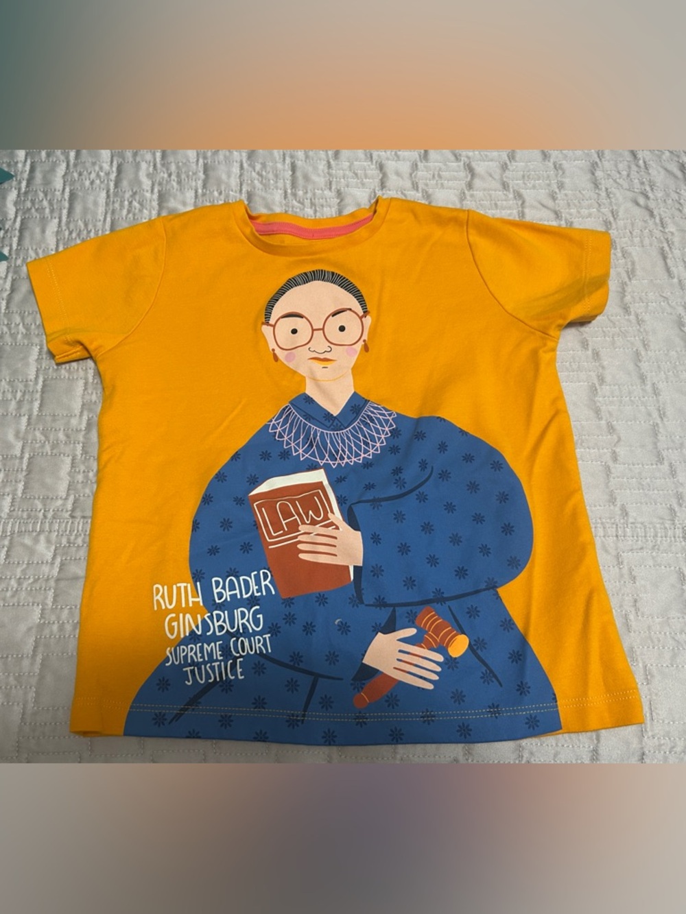 Kids Yellow Graphic Tee with Ruth Bader Ginsburg - Size 6